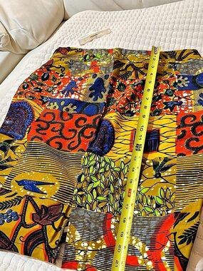 Cotton wax print short pencil skirt